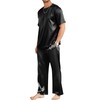 Ekouaer Silk Pajamas for Men Button Down Short Sleeve Satin