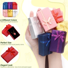 Marspark Small Jewelry Gift Box Empty Gift Box with Bows Packaging Gift Box for Valentine's Day Anniversary Wedding Birthday(Multi Color, 36 Pieces)