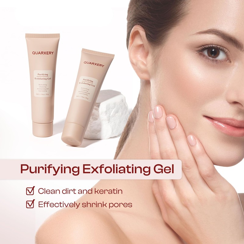 QUARXERY Purifying Exfoliating Gel 2Pcs：Gentle for Face Facial - Exfoliating