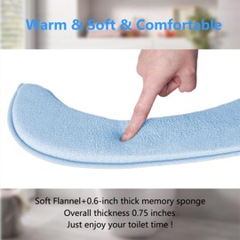 Soft Thicker Warmer Toilet Seat Cover Washable, Toilet Seat Cushion with Memory Foam, Fits Most Size Toilet Lids for Bathroom, Easy Installation & Cleaning (Blue)