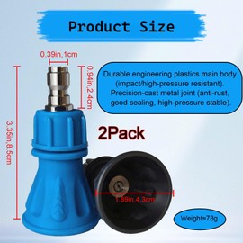 40 Degree Pressure Washer Nozzle - 2 Pieces1/4 Quick Connect Fittings Car Wash Power Hose Accessories Garden Nozzles Tips Long Range 4.0 Orifice Stainless Steel Adapter Swivel (Blue, Black)