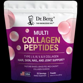 Multi Collagen Peptides Powder 15.5g per Serving – Grass-Fed, Pasture-Raised & Wild-Caught Sources – 25 Servings for Skin Hair Nails & Joint Health