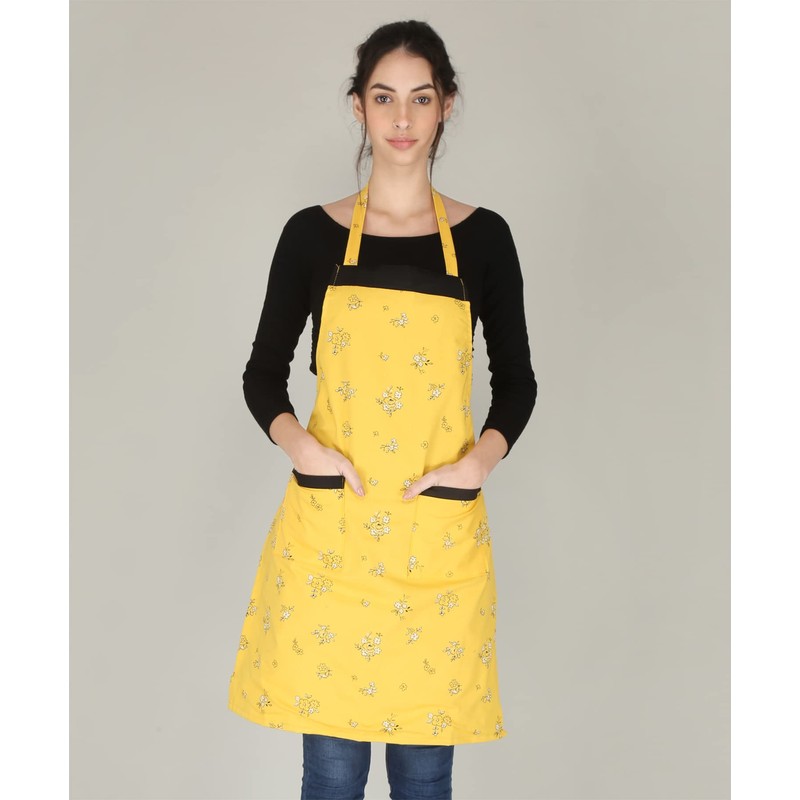 Waterproof Red Cotton Kitchen Apron with Front Pocket