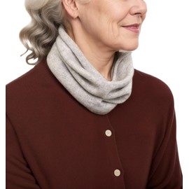 Prettystern Women's Men's Cashmere Loop Scarf Warm Cashmere Round Scarf Knitted Scarf Round Scarf Winter Tube Scarf, silver grey