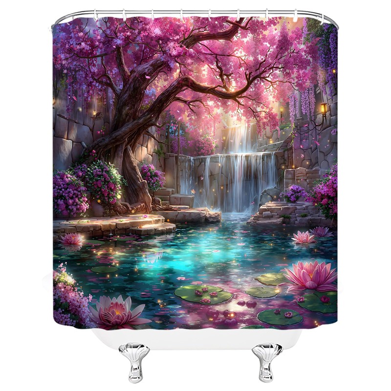 HWSSHW Enchanted Forest Shower Curtain Fairy Tale Tree Fantasy Garden