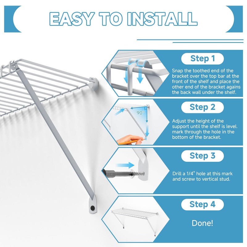 Yingsi-fty 6 Pack Heavy Duty Wire Shelf Bracket Set,12 inch