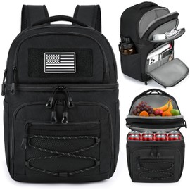 MOZETO Lunch Cooler Backpack Double Deck Lunch Box Backpack Insulated Leakproof Compartments Coolers Bag for Beach Travel Picnic Lunch Hiking BBQ Camping