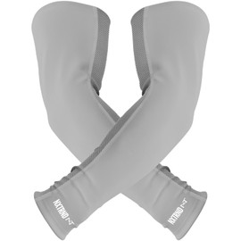Nxtrnd Air-TEK Arm Sleeves, Breathable Football Compression Sleeves for Men, Sold as a Pair (Youth, Grey)
