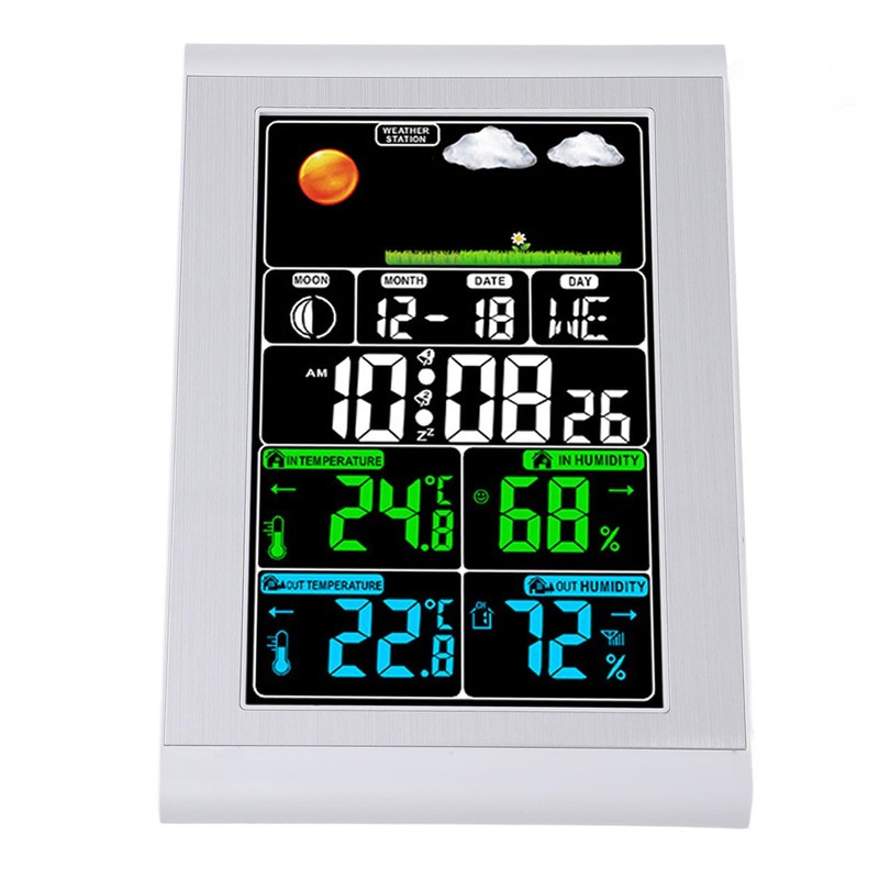 Weather Clock Digital Display Wall Weather Clock Indoor Outdoor Temperature