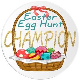 Easter Egg Hunt Champion - 100 Pack Circle Stickers 3 Inch - Spring Cute Basket