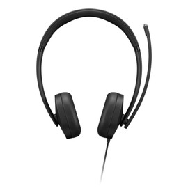 Lenovo USB-A Wired Stereo Headset for PC/Laptop, AI Noise Canceling via APP, 140g Lightweight, Replaceable Earcups, Double-Sided Boom Mic, in-line Controls with Mute for Call. Work with Teams/Zoom