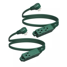 DEWENWILS 2-Pack Extension Cord 3 Ft, 16 AWG Extension Cord with Multiple Outlet