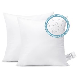 Artscope Outdoor Waterproof Throw Pillows Inserts Set of 2, Premium Fluffy Decorative Square Form Cushion Stuffer Inner Soft for Patio Furniture Garden Bench Tent Couch Balcony, 18x18 Inch