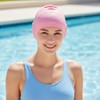 Silicone Swimming Cap with Ear Protection, 3 Pack, White Pink