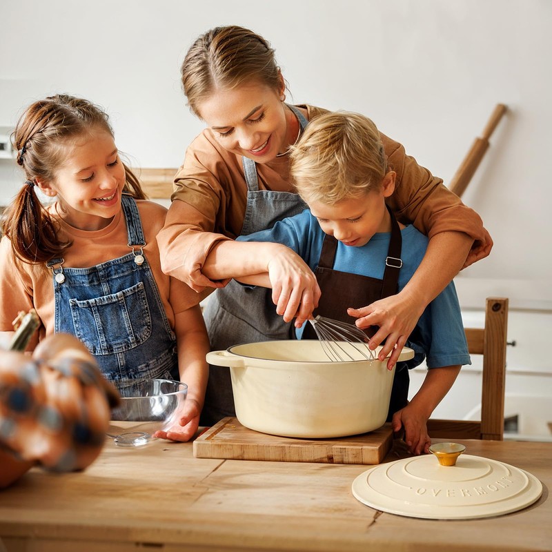 Overmont Enameled Cast Iron Dutch Oven - 5.5QT Pot with