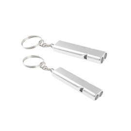 2 Pieces Emergency Whistle Outdoor Survival Safety Whistle Metal Keychain Whistle for Training Pet Camping Hunting Hiking -Silver