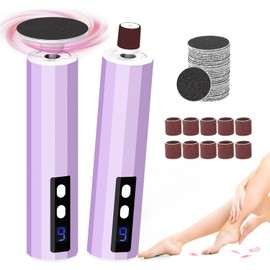 Electric Foot Callus Remover, 2-in-1 Professional Callus Remover for Feet, Upgraded 1800mAh Powerful Foot Sander for Dead Skin, 9 Adjustable Speed, Reversible Rotation, 50 Sandpaper Discs（Purple）