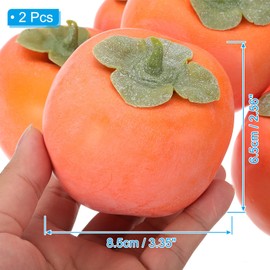 PATIKIL 2 Pcs Artificial Persimmon, Foam Simulation Fake Yellow Persimmon Lifelike Realistic Faux Fake Fruit Model for Home Kitchen Party Decoration, Photography Props