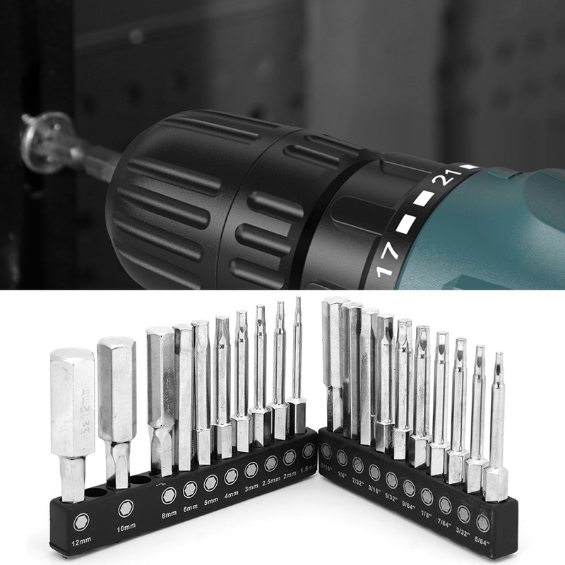 20pcs Hex Head Magnetic Bits Set 1/4 Inch Quick Release