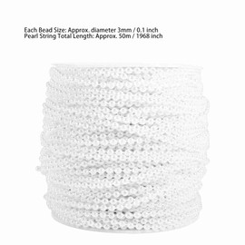 50M Rollo 3mm Línea de Pesca Perlas Cadena de Cuentas Guirnalda de Cadena Decoración de la Boda Centros de Mesa para la fabricación de Joyas(Blanco)