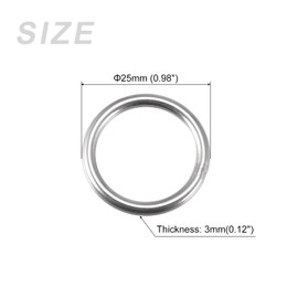 METALLIXITY 304 Stainless Steel O Rings (25mm OD, 3mm Thick) Pack of 10 Welded Round Ring - Hanging Items