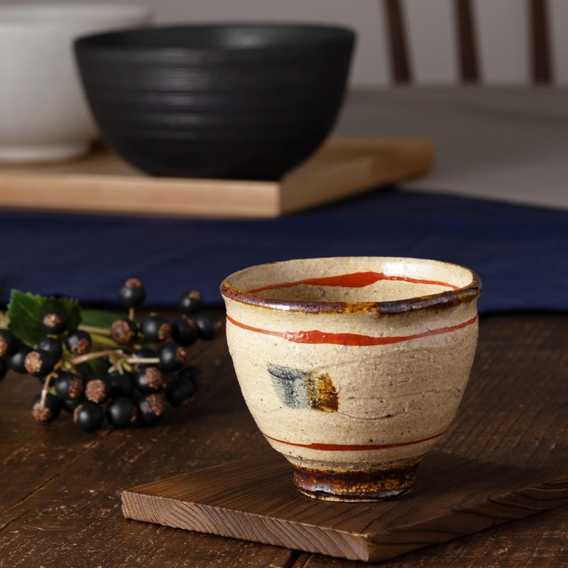 Marui Pottery MR-3-4043 Shigaraki Ware Hechimon Tea Cup, Capacity Approx.