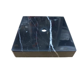 Lamp/Sculpture Base-Marble-5"-Square: Black or White (1 Pc.) (5" Marble-Square-White-No Cord Hole)