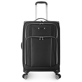 Traveler's Choice Lares Softside Expandable Luggage with Spinner Wheels, Black, Checked 26-Inch