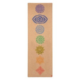 Shakti Warrior Cork Yoga Mat - Artist Designed, Premium Printed Eco-Friendly Non-Slip mat, Great for Regular & Hot Yoga, Pilates, Workouts 72 inch x 2