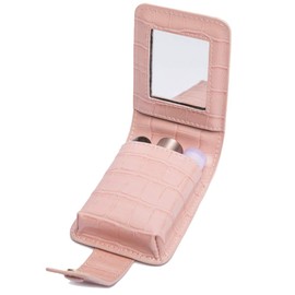 Earnda - Estuche para lápices labiales para cartera, mini bolsa de maquillaje, bolsa de viaje para lápiz labial con espejo, bolsa de cosméticos, color rosa