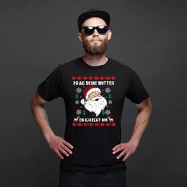 Ask Your Mother Men's T-Shirt | Christmas Santa Shirt Christmas | Black (4XL), black