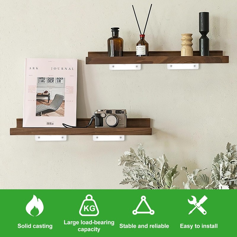 Pack of 4 Floating Shelf Brackets, Invisible Triangle Wall Brackets,