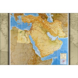 24"x36" Gallery Poster, cia map of saudi arabia iran iraq egypt turkey israel