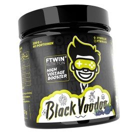 FTWIN HIGH VOLTAGE BOOSTER | For Gamers and E-PORTLERS | Reflex - Focus - Energy - Endurance | 320 g = 40 Servings (320 g, Black Voodoo)