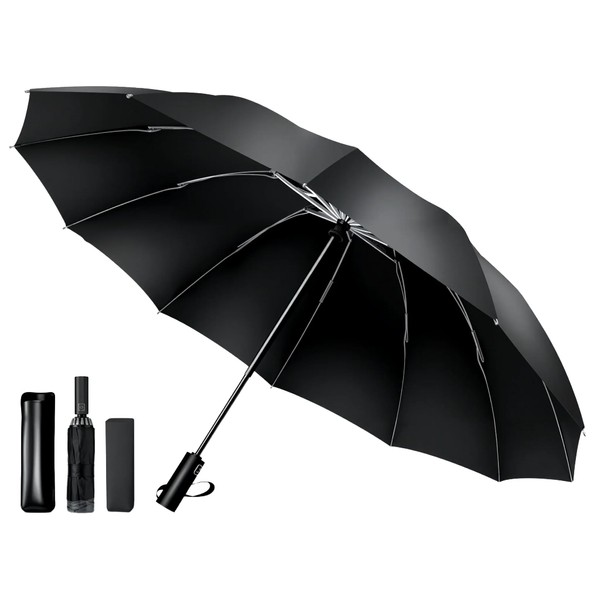 Men's Folding Umbrella, Reverse Folding Umbrella, Large Size, 12 Ribs,