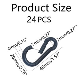 AUXBC 24Pcs M4 1.58 Inch Black Carabiner Clip, Heavy Duty Spring Snap Hook Rope Connector for Camping, Hiking, Fishing, Dog Leash, Bird Feeders(220 lbs Capacity)
