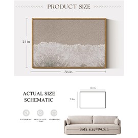 ARPEOTCY Large Framed Canvas Wall Art, 24x36 Inch, Modern Minimalist Coastal Beach Art Prints, Contemporary Neutral Decor for Living Room Hallway Bedroom Fireplace, Sandstone Textured Decor