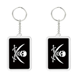 2 PCS Pirate Flag Keychain, Jolly Roger Skull Tag Keyring Key Chain for Car Motorcycle Auto
