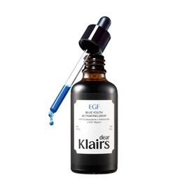 DearKlairs - Suero coreano EGF – Gota activadora juvenil azul con EGF y FGF (10 ppm cada uno), reparación de barrera y marcas posteriores a imperfecciones, agradable para la piel sensible, calma y calma diaria, 1.69 onzas líquidas