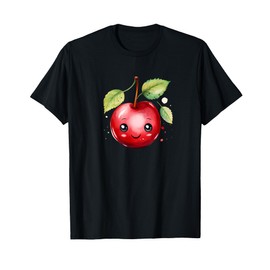 Red cherry with a cute face watercolor T-Shirt