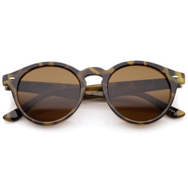 Modern Keyhole Nose Bridge Horn Rimmed P3 Round Sunglasses 50mm (Tortoise/Brown)