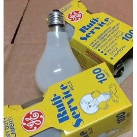 (2) Vtg GE 100w Ruff~Service 120v Light Bulbs Heavy Duty Filament