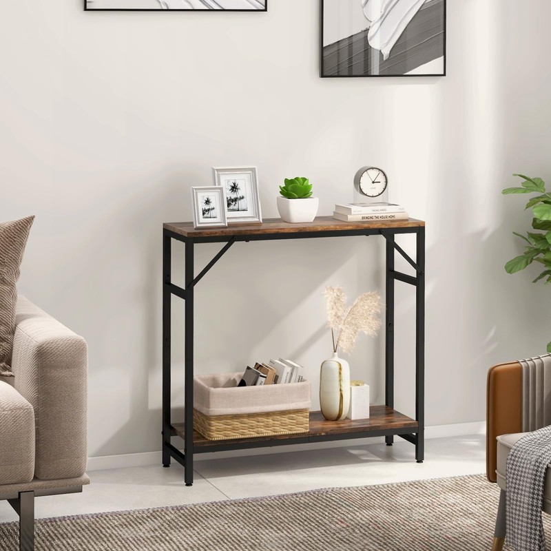 Livofloral Narrow Console Table, 29.5" Entryway Table with 2 Support