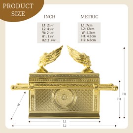 BRTAGG - Réplica de modelo histórico del arca del pacto con varilla de Aaron/mana/diez mandamientos, estatuilla decorativa religiosa chapada en oro coleccionable Judaic Israel (escala 1:16, 4.6