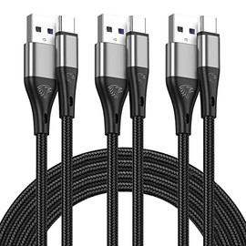 Cable USB a USB C, paquete de 3 cables de carga rápida de nailon trenzado de alta calidad de 10 pies, cable de carga rápida 3A, cable largo tipo C a A