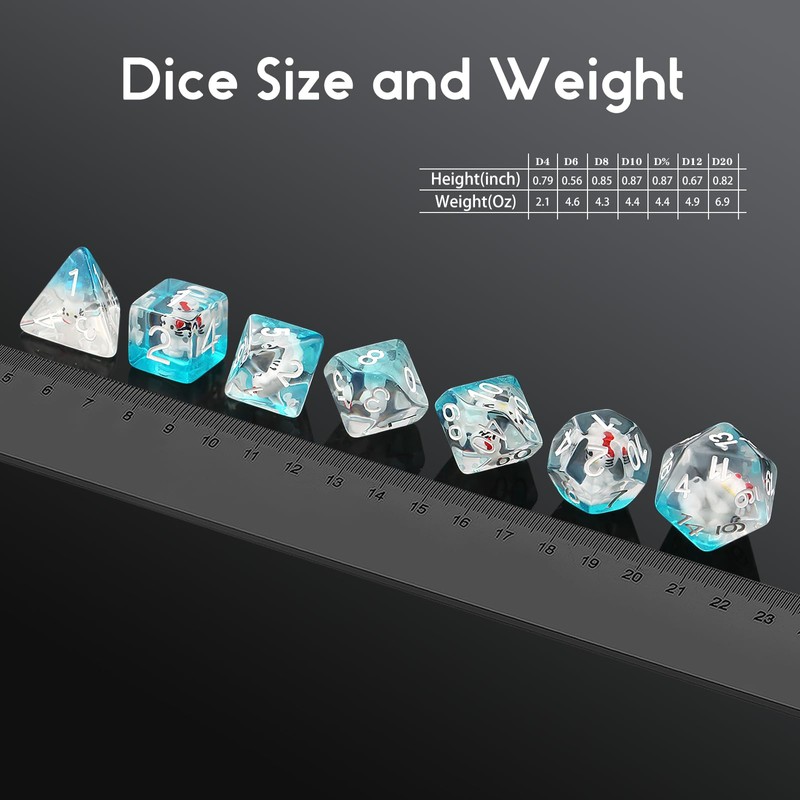 Kitty Dungeons and Dragons Dice,DNDND 7PCS D&D Dice Set with
