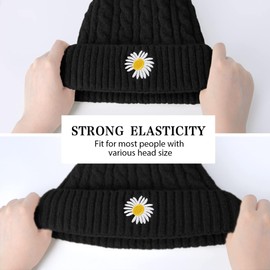 Ponytail Beanie for Women - Warm Cable Knit Ladies Winter Hats Messy High Bun Wooly Hat