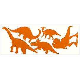 LiteMark Dinosaur Reflective Sticker Pack, Orange Dino Pack of 5 Pcs (Brachiosaurus, Diplodocus, Triceratops, Parasaurolophus and Tyrannosaurus) (Orange 5 Pack)