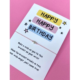 Happy Birthday Wish Bracelet | Birthday Gift| String Bracelet | Charm Bracelet | Girls Birthday present | Make a wish bracelet