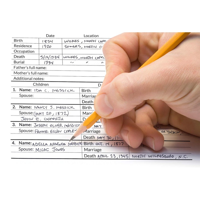 LARGE PRINT Two-Sided Family Group Sheets for Genealogists (7-pack) by